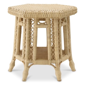 Masuta auxiliara din ratan natural design LUX Saba Hexagon - Img 3
