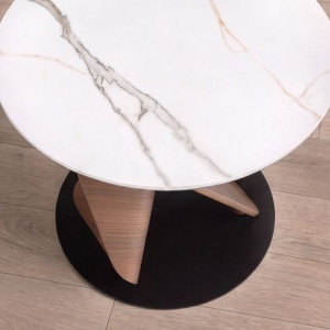 Masuta auxiliara rotunda Porcelain Marble Walnut - Img 4