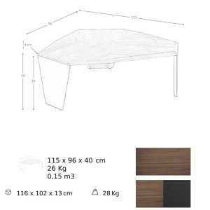 Masuta de cafea asimetrica design modern Walnut and Black - Img 8