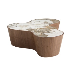 Masuta de cafea cu forme organice Porcelain Marble Walnut - Img 4
