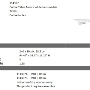 Masuta de cafea design elegant Aurore, alb 114397 HZ - Img 2