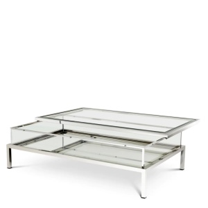 Masuta de cafea design LUX Harvey 140x85cm argintiu 109867 HZ