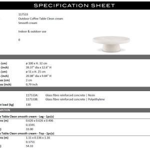 Masuta de cafea design LUX pentru interior si exterior Cleon crem - Img 6
