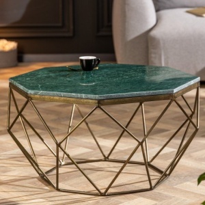 Masuta de cafea design minimalist Diamond 69cm, marmura verde - Img 4