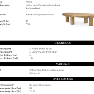 Masuta de cafea din lemn design LUX Prelude, Reclaimed oak - Img 9