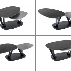 Masuta de cafea moderna cu doua blaturi rotative din ceramica Movement 160cm - Img 3