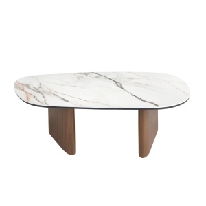 Masuta de cafea Porcelain Marble si lemn furniruit Walnut - Img 4