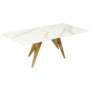 Masuta design modern, Metal, Auriu, Ceramica, Alb, ART LIVING 130cm, A-46204 VC