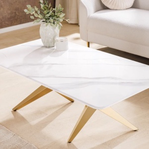 Masuta design modern, Metal, Auriu, Ceramica, Alb, ART LIVING 130cm, A-46204 VC - Img 10