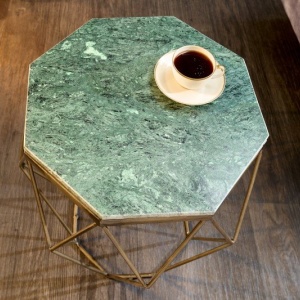 Masuta laterala design minimalist Diamond 50cm, marmura verde - Img 2