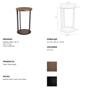Masuta laterala moderna design LUX Wood and Black, 38cm - Img 6