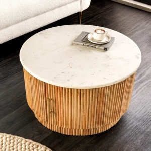 Masuta lemn de mango, marmura alba TRES CHIC 60cm - Img 7
