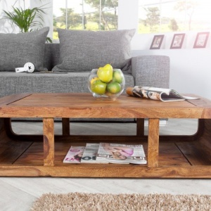 Masuta living din lemn de trandafir, colturi rotunjite Curved II 100cm Sheesham - Img 4