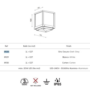 Mini Stalp iluminat exterior IP65 UTAH alb H-19cm, MA-8929 171540 universul-luminii.ro