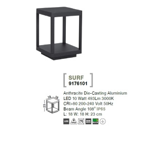 Mini stalp LED modern pentru iluminat exterior IP65 Surf H-23cm 190570 universul-luminii.ro