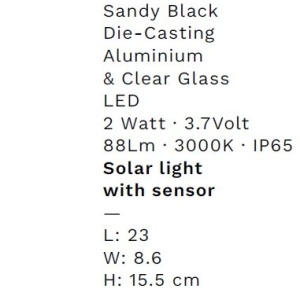 Mini Stalp LED solar iluminat exterior cu senzor de miscare IP65 BERNI H-15,5cm 229420 universul-luminii.ro