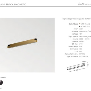Modul magnetic liniar Smart pentru sina magnetica SIGMA, SAGA 10W CCT auriu - Img 3