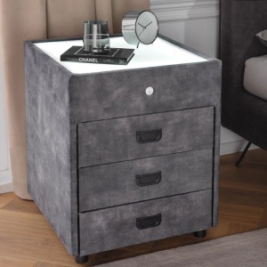 Noptiera cu iluminat LED PARIS 55cm catifea gri - Img 4