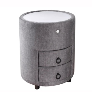 Noptiera rotunda cu iluminat LED SIGNUM 55cm catifea gri