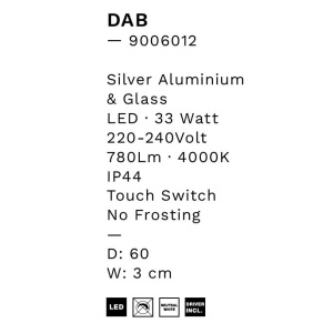 Oglinda baie cu iluminat LED IP44 DAB 60cm 4000K 239380 universul-luminii.ro