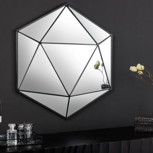 Oglinda de perete decorativa Diamond 60cm, negru - Img 6