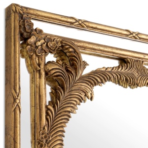 Oglinda design LUX din lemn de mahon sculptat manual Le Royal, auriu antic - Img 4