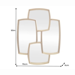 Oglinda perete design geometric QUADRA 90cm auriu - Img 4