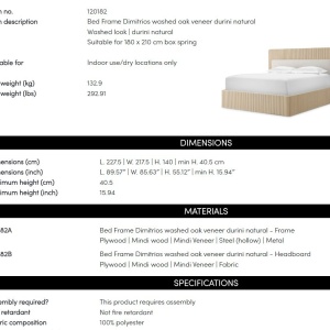 Pat dublu design LUX Dimitrios 180x210cm, stejar albit - Img 11
