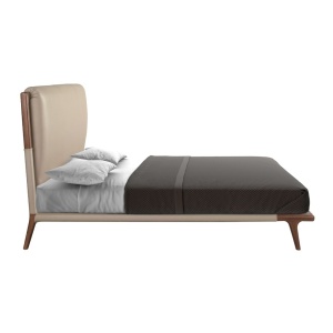 Pat dublu tapitat design LUX din lemn si piele sintetica Mink 180x200cm - Img 3