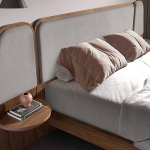 Pat dublu tapitat design LUX Grey-Walnut, 180x200cm - Img 8