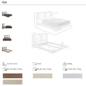 Pat dublu tapitat design LUX Walnut Veneer 160x200cm - Img 9