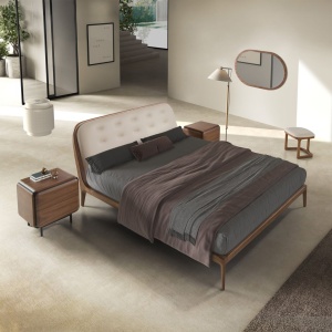 Pat dublu tapitat design LUX Walnut Veneer 180x200cm - Img 5