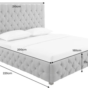 Pat elegant tapitat cu tesatura gri, PARIS CHESTERFIELD 180x200cm - Img 4