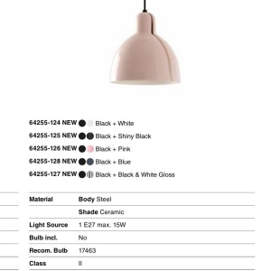 Pendul cu abajur ceramic realizat manual VENICE 200, negru 239210 universul-luminii.ro