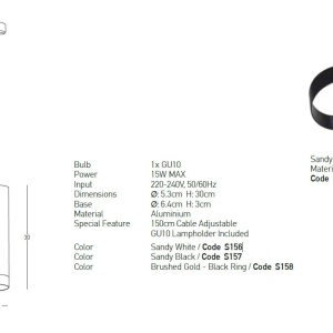 Pendul cu Spot stil minimalist GU10 Tube negru 155240 universul-luminii.ro