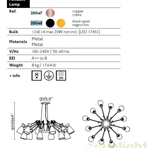 Pendul design Black and gold 12L Retro 20048 48780 universul-luminii.ro
