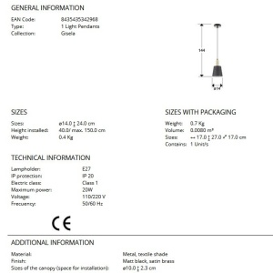 Pendul design moderm Gisela 185220 universul-luminii.ro