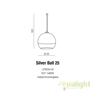 Pendul design modern 25cm Silver Ball 181290 universul-luminii.ro
