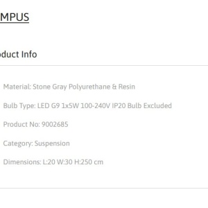 Pendul design modern, Stone Gray, TEMPUS, 20x30cm 245570 universul-luminii.ro