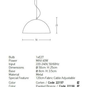 Pendul design modern Vini bronz 59520 universul-luminii.ro