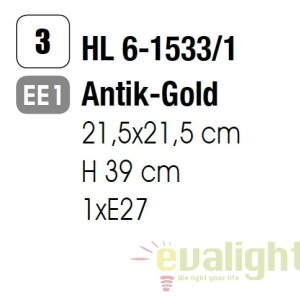 Pendul design rustic Frano Latern HL 6-1533/1 Antik/gold OR - Img 3