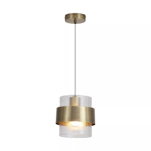 Pendul din metal alama antic si sticla canelata Royal - Img 3
