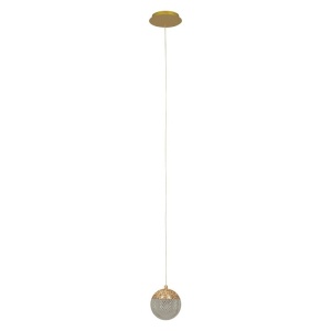 Pendul LED auriu, glob acrilic transparent cu efect de cristal - Img 2