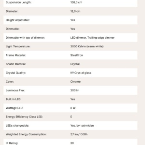 Pendul LED cu cristal K9 design lux MOON crom 234620 universul-luminii.ro