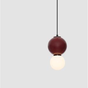 Pendul LED decorativ portelan bordeaux, sticla alb, NOESIS 168270 universul-luminii.ro