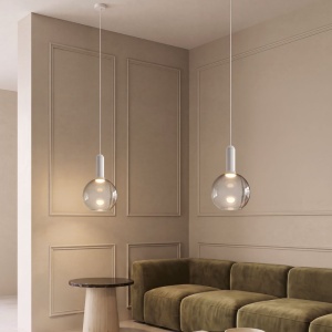 Pendul LED design decorativ LIORA gri clar/alb