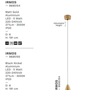 Pendul LED design minimalist IRMOS auriu - Img 7
