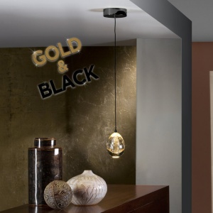 Pendul LED design modern Rocio negru/auriu - Img 4