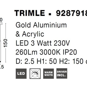 Pendul LED design modern Trimle auriu 2.5cm - Img 4
