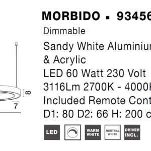 Pendul LED dimabil design modern MORBIDO alb 80cm 115470 universul-luminii.ro